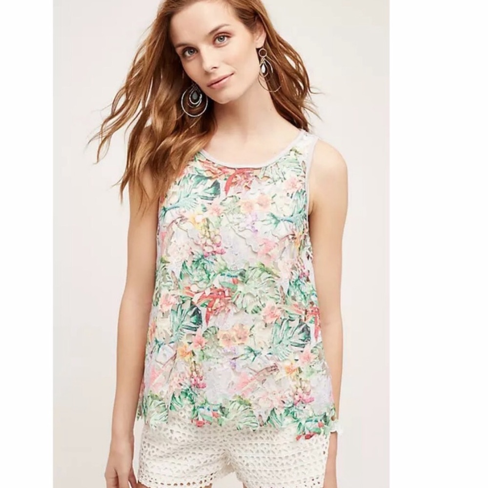 New Anthropologie Inari Colorful Fiore Lace Tank